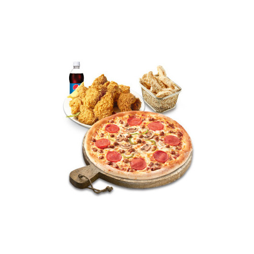 피치세트M(콤비네이션피자M+후라이드치킨(뼈))+리얼웨지콘스프+콜라500ml